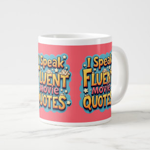 Caneca De Café Grande Eu Falo "Fluent Movie" Citações "Retro-Pop Art"