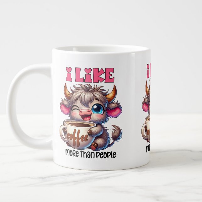 Caneca De Café Grande Eu Gosto Mais de Café do que de Pessoas  (Esquerda)