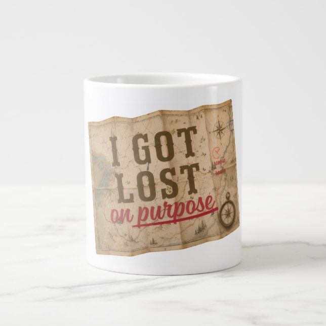Caneca De Café Grande Eu Me Perdi de Propósito Mapa Antigo (Frente)