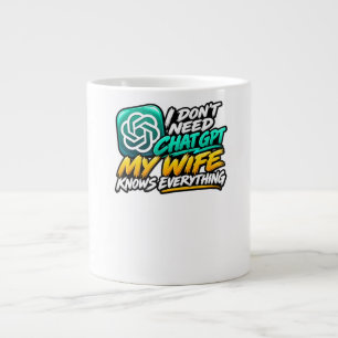 Caneca De Café Grande Eu Não Preciso do ChatGPT Minha Mulher Sabe Tudo P