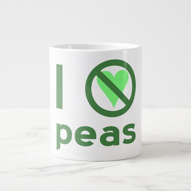 Caneca De Café Grande Eu Odeio Ervilhas Texto Verde (Frente)