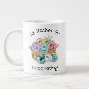 Caneca De Café Grande Eu Preferiria Estar Crochetando Personalizado