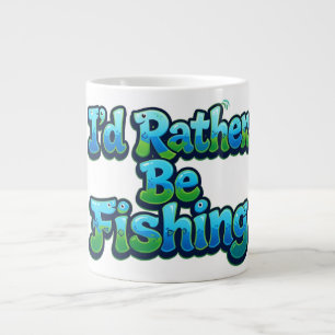 Caneca De Café Grande Eu Preferiria Estar Pescando Peixe Fofo