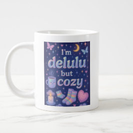 Caneca De Café Grande Eu sou delulu, mas aconchegante