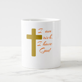 CANECA DE CAFÉ GRANDE EU SOU RICO. EU TENHO DEUS.