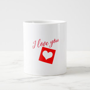 Caneca De Café Grande Eu te amo corações vermelhos