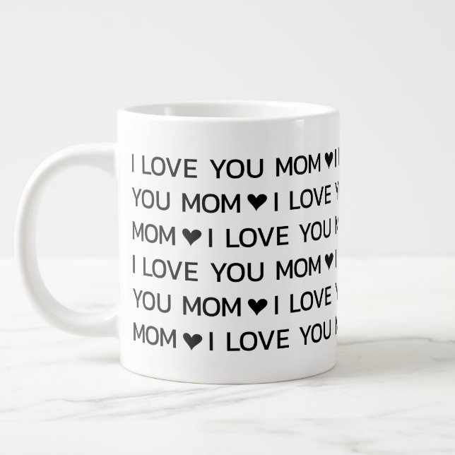 Caneca De Café Grande Eu Te Amo, Mãe Corações (Esquerda)
