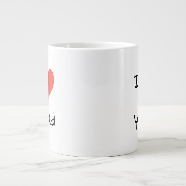 Caneca De Café Grande Eu Te Amo Pai Coração Vermelho (Frente)
