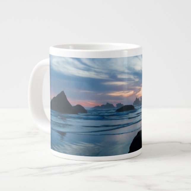 Caneca De Café Grande EUA, Oregon, Bandon Beach. Gaivota na rocha (Frente Esquerda)