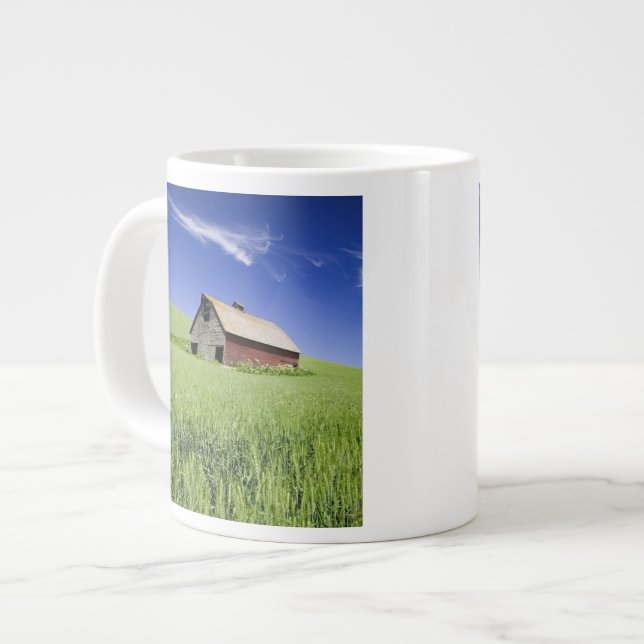 Caneca De Café Grande EUA, Washington, Velho Red Barn na Primavera (Frente Esquerda)