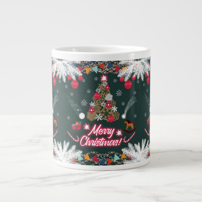 Caneca De Café Grande Evergreen Joy do Natal (Frente)