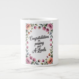 Caneca De Café Grande Exame de Nível A Congratulações Florais Graduação 