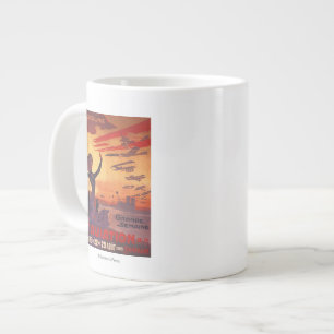 Caneca De Café Grande Excelente Semana da Aviação - Mulher acenando Po