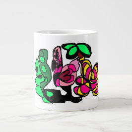 Caneca De Café Grande Exibir vibração de flamingo rosa