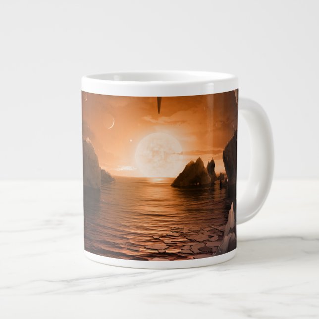 Caneca De Café Grande Exoplanetário Trapist-1f Do Lado Noturno Icy. (Frente Esquerda)