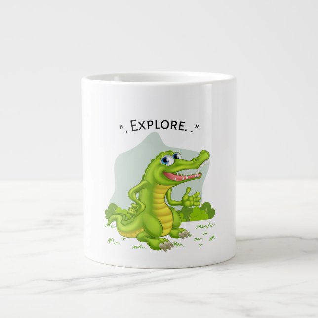 Caneca De Café Grande explorador de crocodilo (Frente)