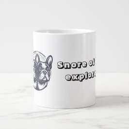 Caneca De Café Grande Explorador de Snore Preto e Branco