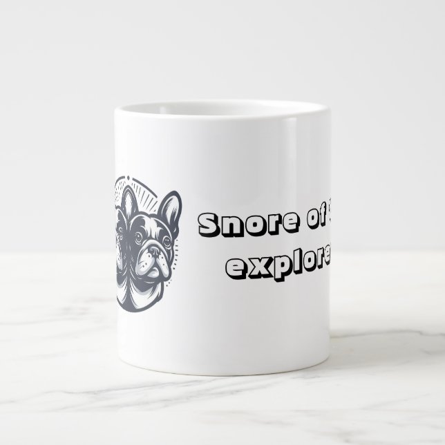 Caneca De Café Grande Explorador de Snore Preto e Branco (Frente)