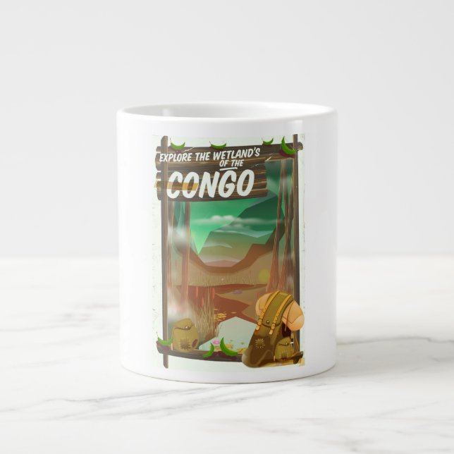 Caneca De Café Grande Explorar as zonas úmidas do Congo (Frente)