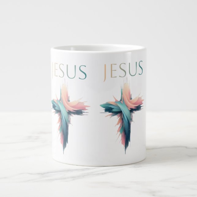 Caneca De Café Grande Expressão divina: A Cruz de Jesus em Abstrato (Frente)