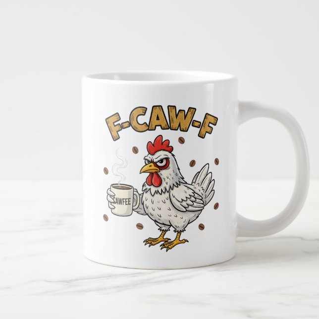 Caneca De Café Grande F-CAW-F Amante de Café Frango, Passaro FCAWF Engra (Direita)