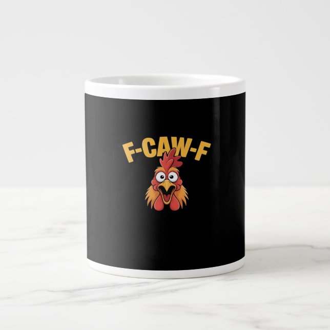Caneca De Café Grande F-Caw-F Chicken Funny Chicken Trendy Casual (Frente)