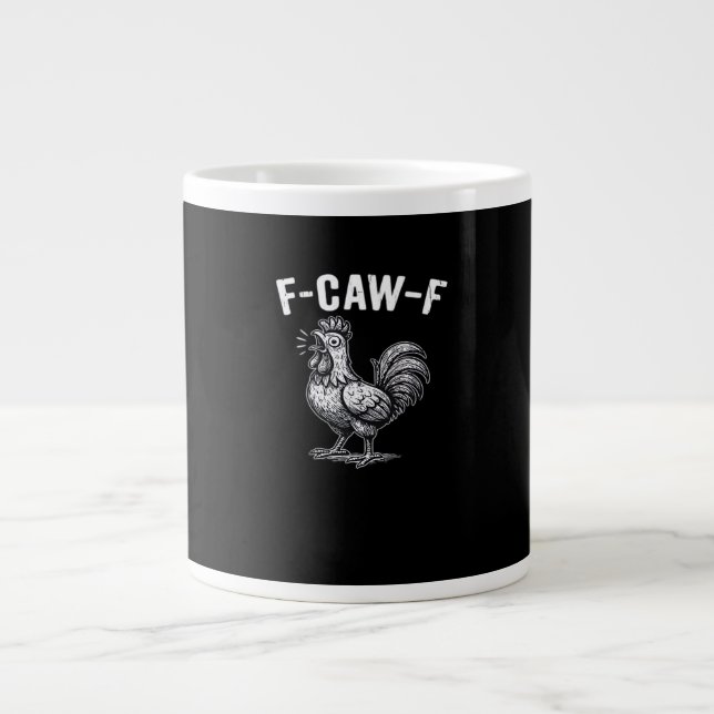 Caneca De Café Grande F-Caw-F Chicken Retro Graphic (Frente)