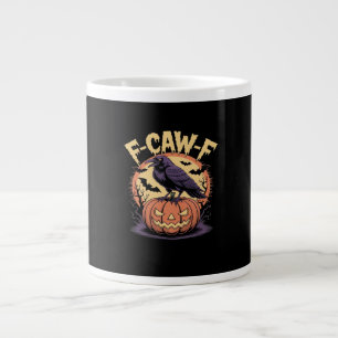 Caneca De Café Grande F-Caw-F Corvo de Halloween Assustador Abóbora- Mor