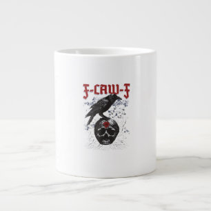 Caneca De Café Grande F-Caw-F Corvo de Halloween Engraçado Humor Gótico