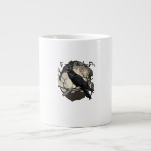 Caneca De Café Grande F-Caw-F Corvo Engraçado Punção Gótico Humor Corvo