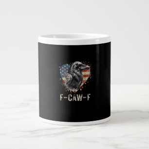 Caneca De Café Grande F-Caw-F Corvo Pássaro Coração Bandeira EUA Vintage
