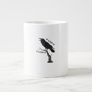 Caneca De Café Grande F-Caw-F Corvo Trocadilho Pássaro Engraçado Grunge