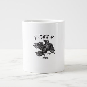 Caneca De Café Grande F-Caw-F Corvo Trocadilho Pássaro Engraçado Grunge