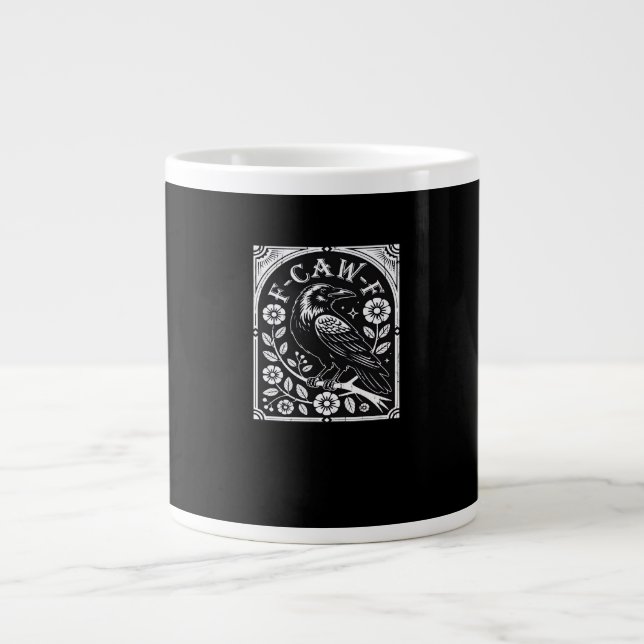 Caneca De Café Grande F-Caw-F Crow Aesthetic Casual (Frente)