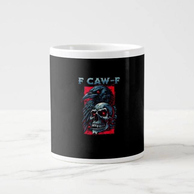Caneca De Café Grande F-Caw-F Crow Humorous Graphic (Frente)