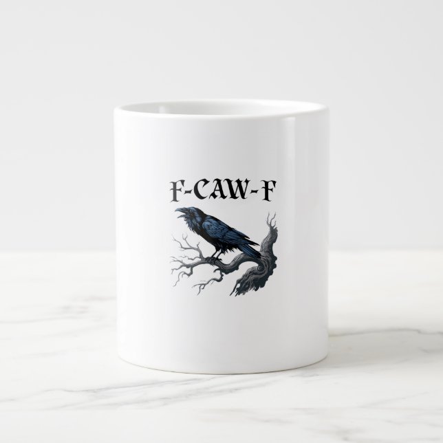 Caneca De Café Grande F-Caw-F Funny Bird Crow (Frente)