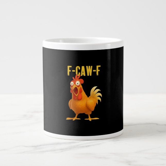 Caneca De Café Grande F Caw F Funny Chicken Meme Trendy Modern Style (Frente)