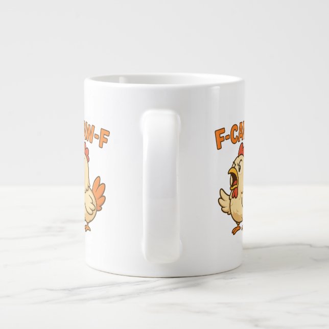 Caneca De Café Grande F-CAW-F Funny Chicken | Quote Rooster Meme T-shirt (Traseira)