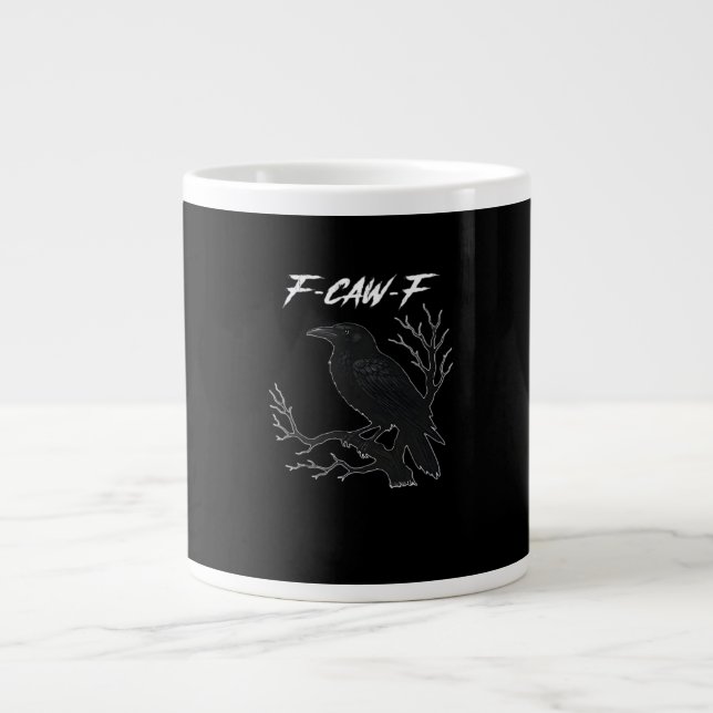 Caneca De Café Grande F-Caw-F Funny Crow Aesthetic Casual (Frente)