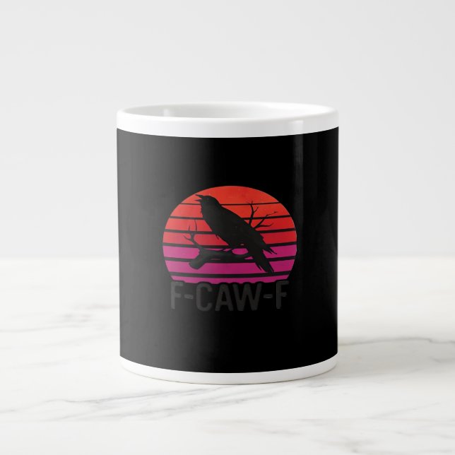 Caneca De Café Grande F-Caw-F Funny Crow Classic Minimal Clean (Frente)