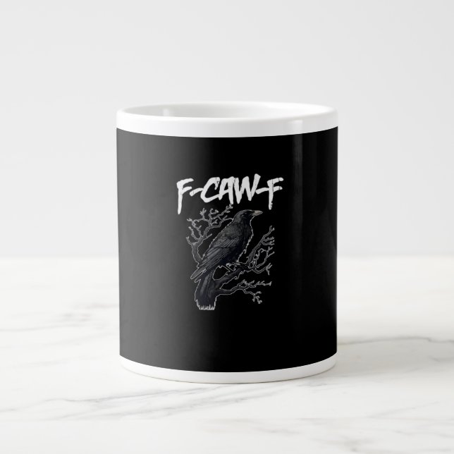 Caneca De Café Grande F-Caw-F Funny Crow Minimal Clean (Frente)