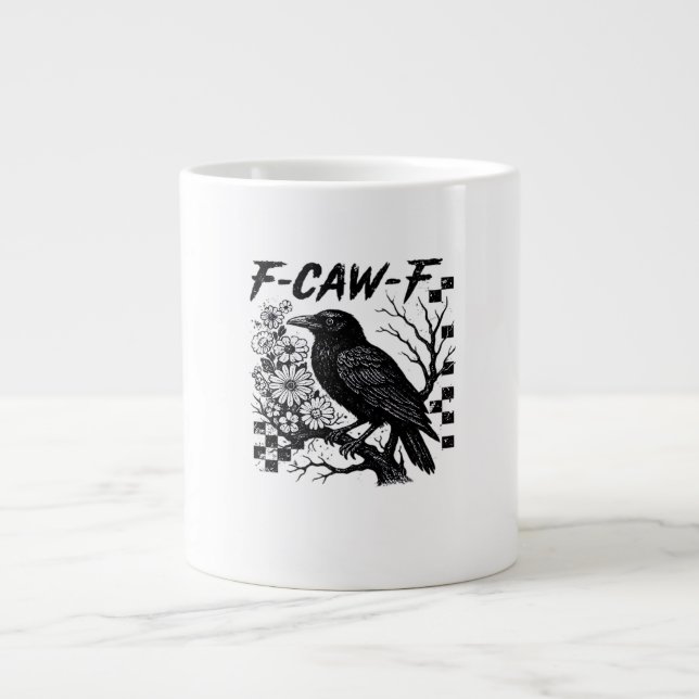 Caneca De Café Grande F-Caw-F Halloween Bird (Frente)
