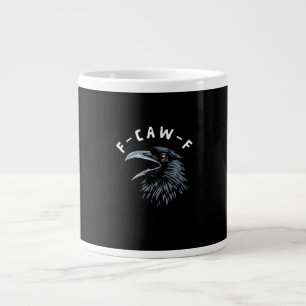 Caneca De Café Grande F-Caw-F Pássaro Corvo Gráfico Vintage
