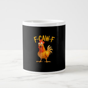 Caneca De Café Grande F-Caw-F Trocadilho Galo Frango Cacarejando Grunge