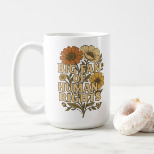 Caneca De Café Grande Fã dos Direitos Humanos - Declaração Floral