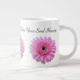Caneca De Café Grande Faça a Sua Alma Feliz Gerbera Rosa Daisy