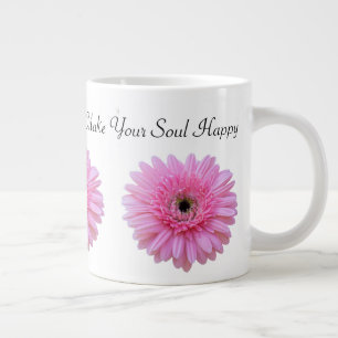 Caneca De Café Grande Faça a Sua Alma Feliz Gerbera Rosa Daisy