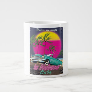 Caneca De Café Grande Faça uma Viagem para Cuba pôster reto 1985