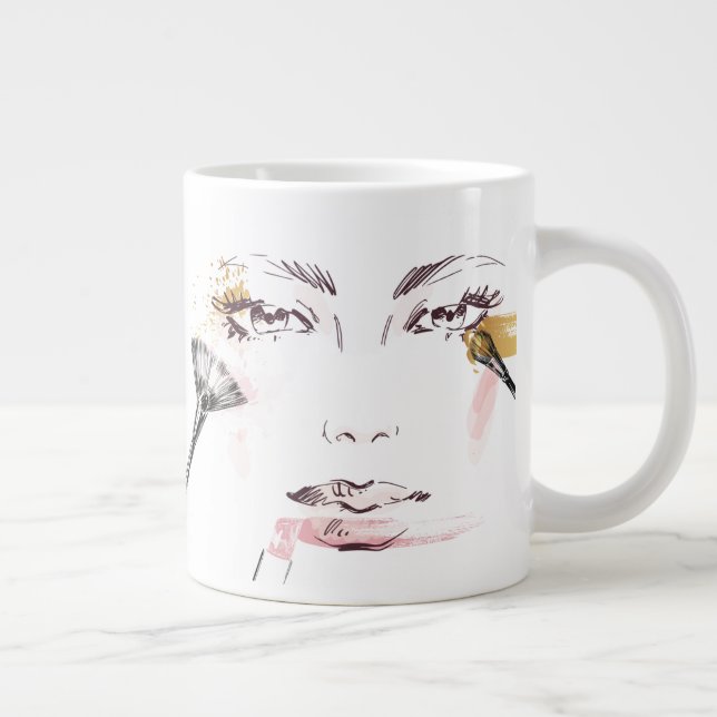 Caneca De Café Grande Face de Maturação de Aquarela (Direita)