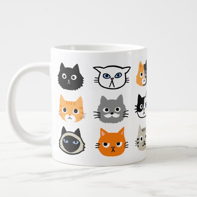 Caneca De Café Grande Faces de Gato | Gatos lindos, Engraçados e Enrugad (Esquerda)